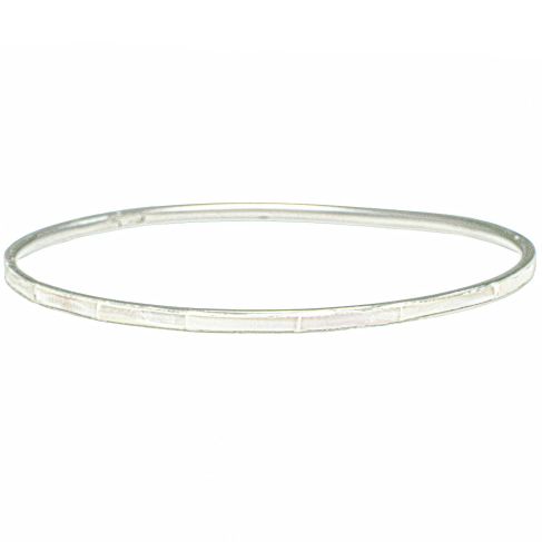 Bracelet bangle fin avec nacre blanche