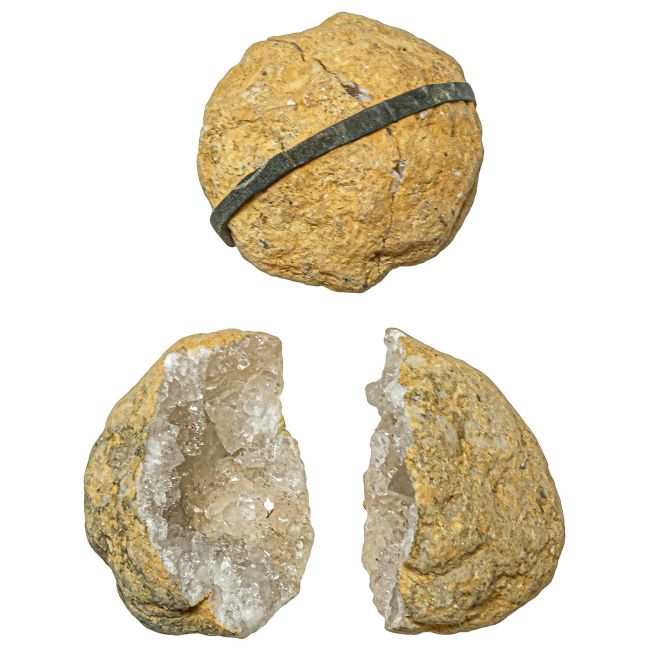 Petite géode de quartz entière et déjà cassée géodinos - 4 à 5 cm - A l'unité