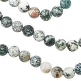 Bracelet en agate arbre - Perles rondes 10 mm