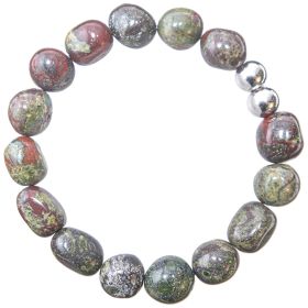 Bracelet en jaspe héliotrope - Perles roulées 8 à 10 mm