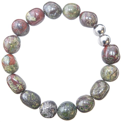 Bracelet en jaspe héliotrope - Perles roulées 8 à 10 mm