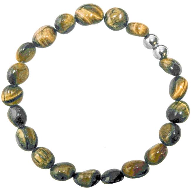 Bracelet en oeil de tigre - Perles roulées 8 à 10 mm