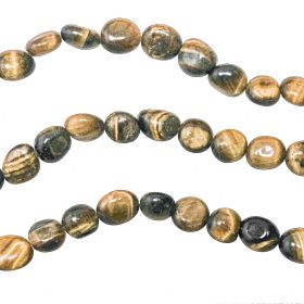 Bracelet en oeil de tigre - Perles roulées 8 à 10 mm