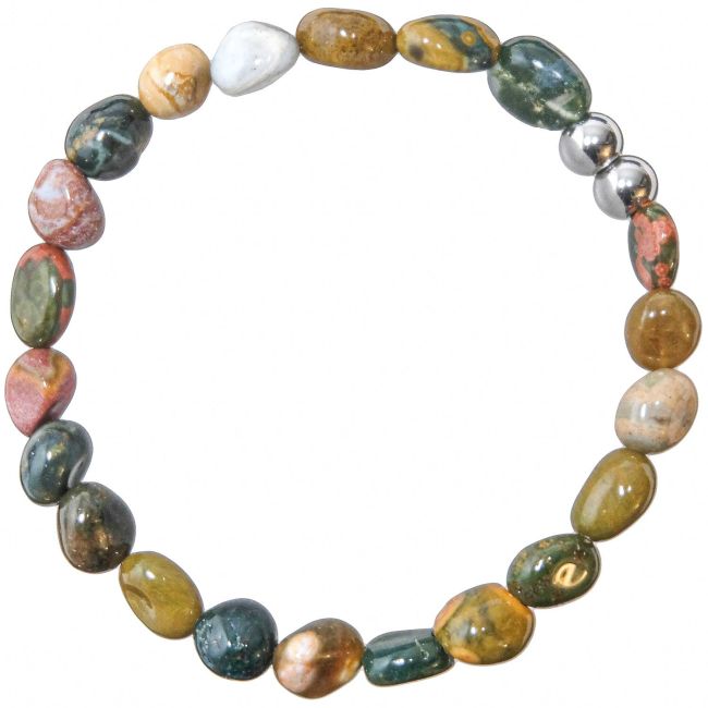 Bracelet en jaspe océan - Perles roulées 5 à 8 mm
