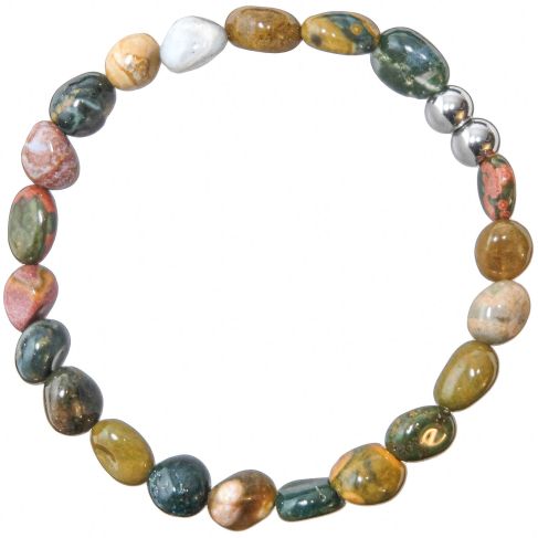 Bracelet en jaspe océan - Perles roulées 5 à 8 mm