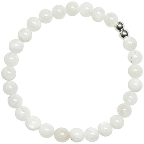 Bracelet en pierre de lune blanche - Perles rondes 6 mm