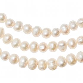 Bracelet en perles de culture forme pomme de terre - Blanc crème - 8 mm