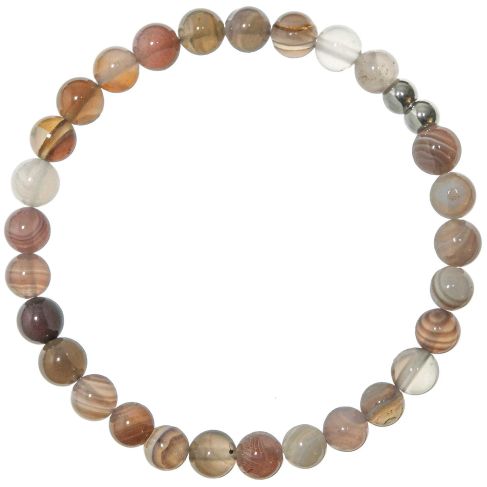 Bracelet en agate de Botswana - Perles rondes 6 mm