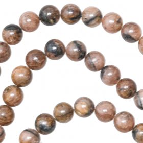 Bracelet en chiastolite - Perles rondes 10 mm