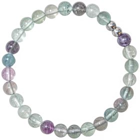 Bracelet en fluorite multicolore - Perles rondes 6 mm