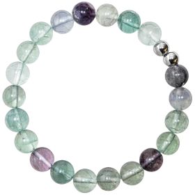 Bracelet en fluorite multicolore - Perles rondes 8 mm