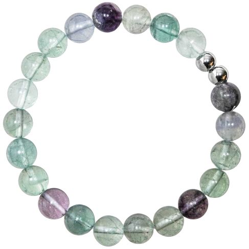 Bracelet en fluorite multicolore - Perles rondes 8 mm