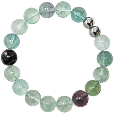 Bracelet en fluorite multicolore - Perles rondes 10 mm