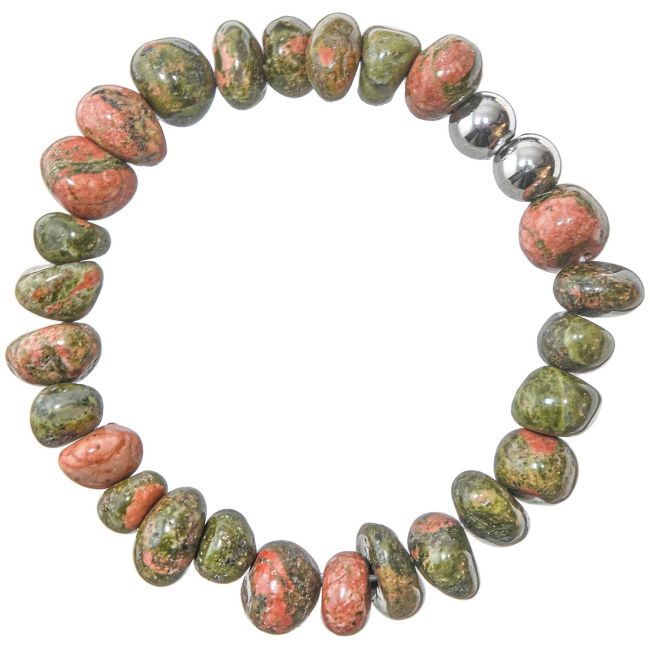 Bracelet en unakite - Perles roulées 7 à 10 mm