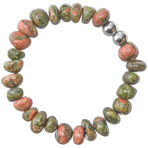 Bracelet en unakite - Perles roulées 7 à 10 mm
