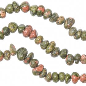 Bracelet en unakite - Perles roulées 7 à 10 mm
