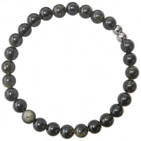Bracelet en obsidienne dorée - Perles rondes 6 mm