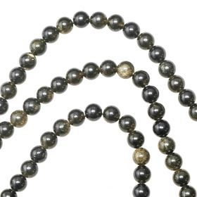 Bracelet en obsidienne dorée - Perles rondes 6 mm