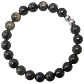 Bracelet en obsidienne dorée - Perles rondes 8 mm