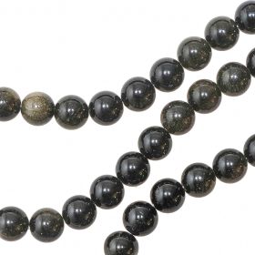 Bracelet en obsidienne dorée - Perles rondes 10 mm