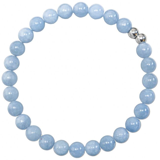 Bracelet en angélite - Perles rondes 6 mm