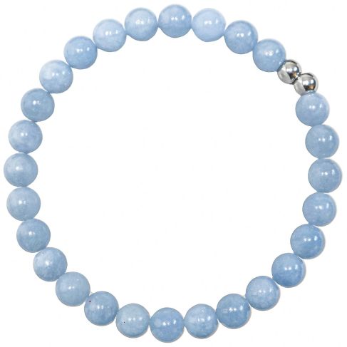 Bracelet en angélite - Perles rondes 6 mm