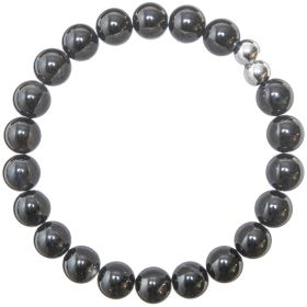 Bracelet en onyx noir - Perles rondes 8 mm