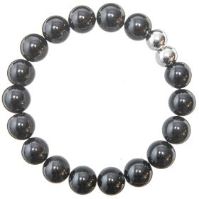 Bracelet en onyx noir - Perles rondes 10 mm