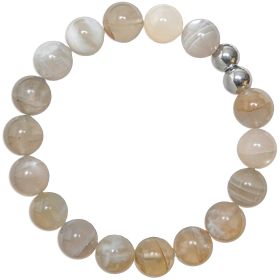 Bracelet en pierre de lune grise - Perles rondes 10 mm