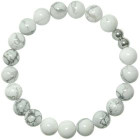 Bracelet en howlite - Perles rondes 8 mm