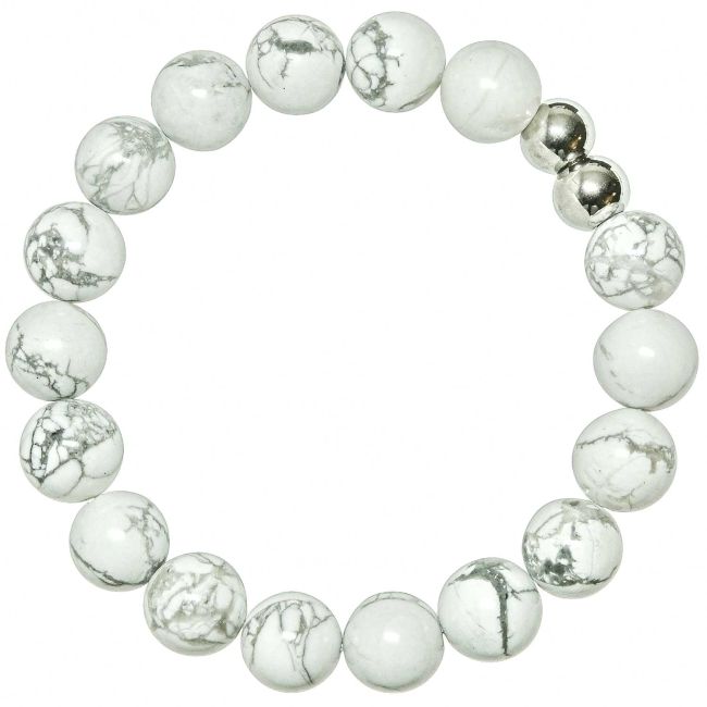 Bracelet en howlite - Perles rondes 10 mm