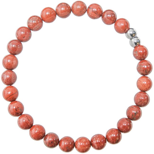 Bracelet en jaspe rouge - Perles rondes 6 mm