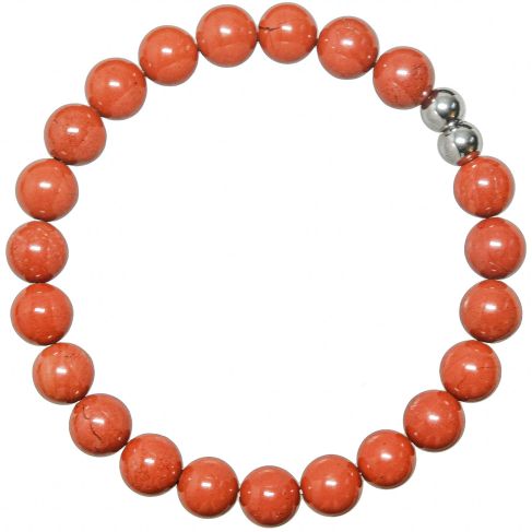 Bracelet en jaspe rouge - Perles rondes 8 mm