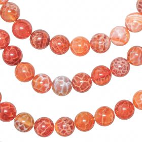 Bracelet en agate de feu - Perles rondes 10 mm