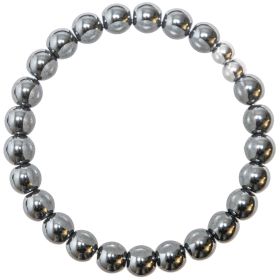 Bracelet en hématite - Perles rondes 8 mm