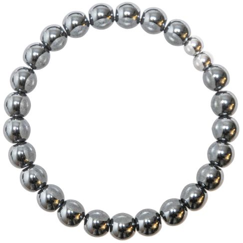 Bracelet en hématite - Perles rondes 8 mm
