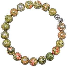Bracelet en unakite - Perles rondes 8 mm