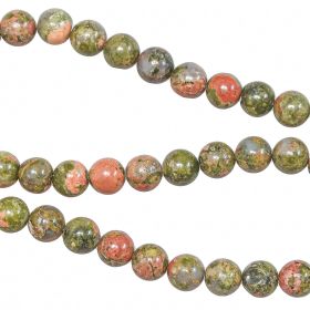 Bracelet en unakite - Perles rondes 8 mm