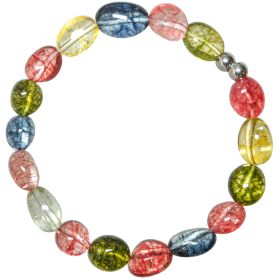Bracelet en cristal de roche coloré - Perles roulées 8 à 12 mm
