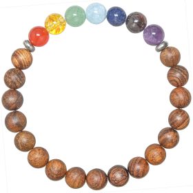 Bracelet chakra bois et pierre - Perles rondes 8 mm