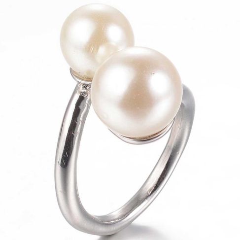 Bague double perle nacrée