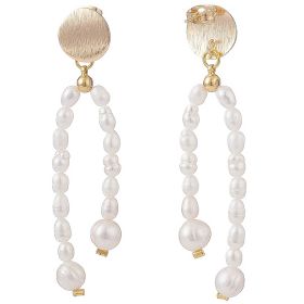 Boucles d'oreilles avec perles de cultures et disque doré