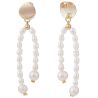 Boucles d'oreilles avec perles de cultures et disque doré