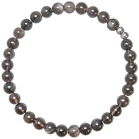 Bracelet en obsidienne argentée - Perles rondes 6 mm