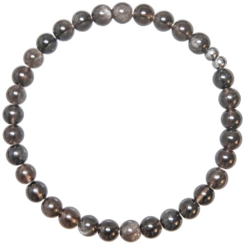 Bracelet en obsidienne argentée - Perles rondes 6 mm