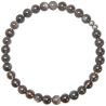 Bracelet en obsidienne argentée - Perles rondes 6 mm