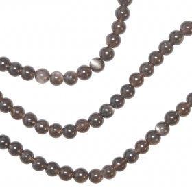 Bracelet en obsidienne argentée - Perles rondes 6 mm
