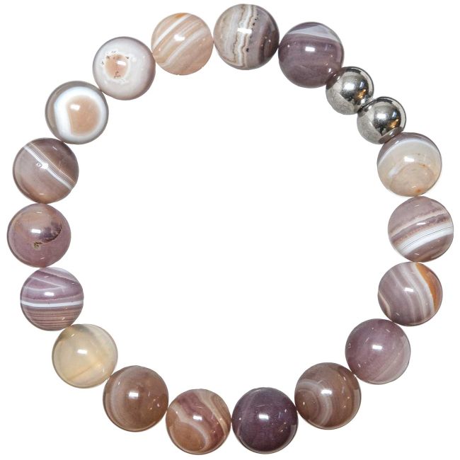 Bracelet en agate de Botswana - Perles rondes 6 mm