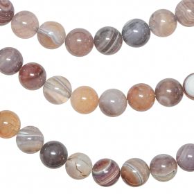 Bracelet en agate de Botswana - Perles rondes 6 mm
