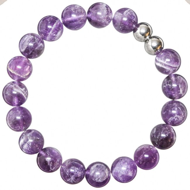 Bracelet en améthyste à chevrons - Perles rondes 8 mm